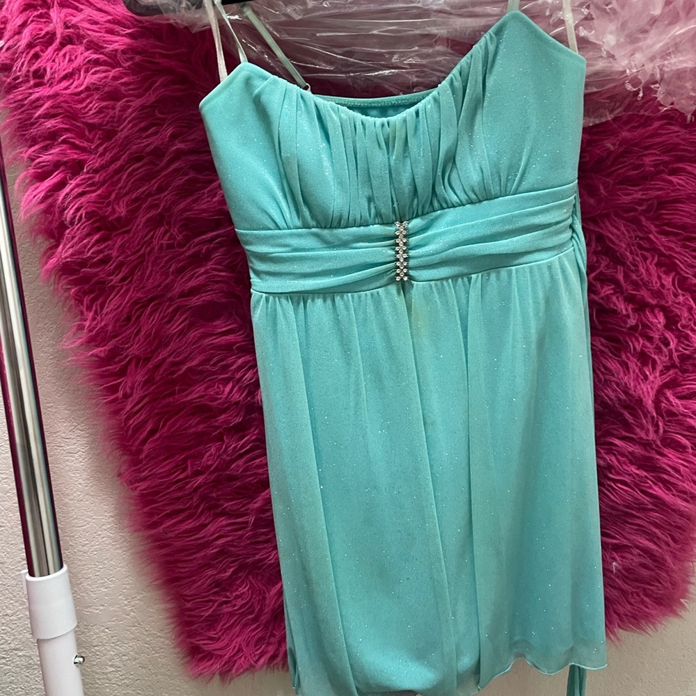 Sparkly teal short dress